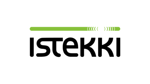 Istekin musta-vihreä logo valkoista taustaa vasten