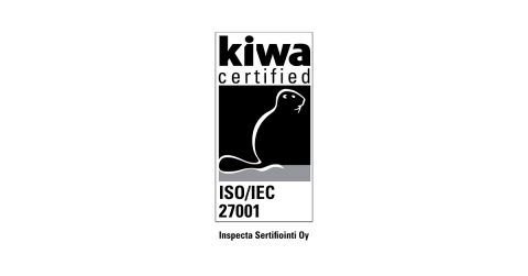 Kiwa Inspecta sertifikaatin logo. ISO/IEC 27001:2022