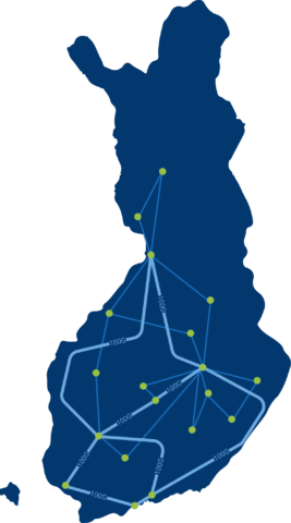 Istekin runkoverkko Suomessa.